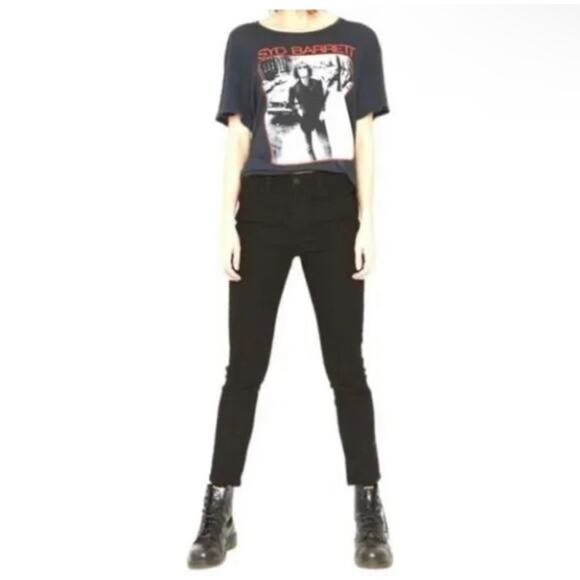 Free People X Sandrine Rose Black Slim Straight Jeans High Rise Size 27 - Picture 10 of 10